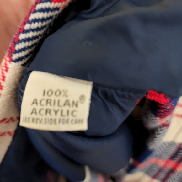 CLAY POOLE 70's The Hecht Co Red White Blue Wooly Acrylic Shacket shirt jacket M - Picture 11 of 11